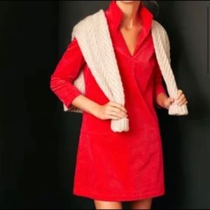 Poppy Red Micro Corduroy three quarter sleeve Clifton tuckernuck dress S